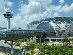 Changi Airport terminal and control tower in Singapore